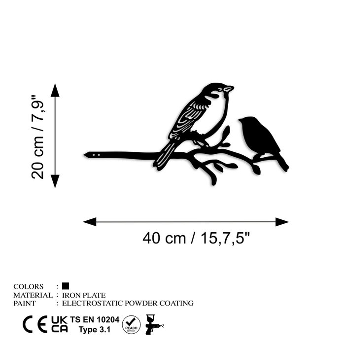 Aberto Design Bird On The Branch 02 - Negro
